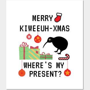 Funny Merry Christmas, Kiwi New Zealand Christmas Celebration Xmas Posters and Art